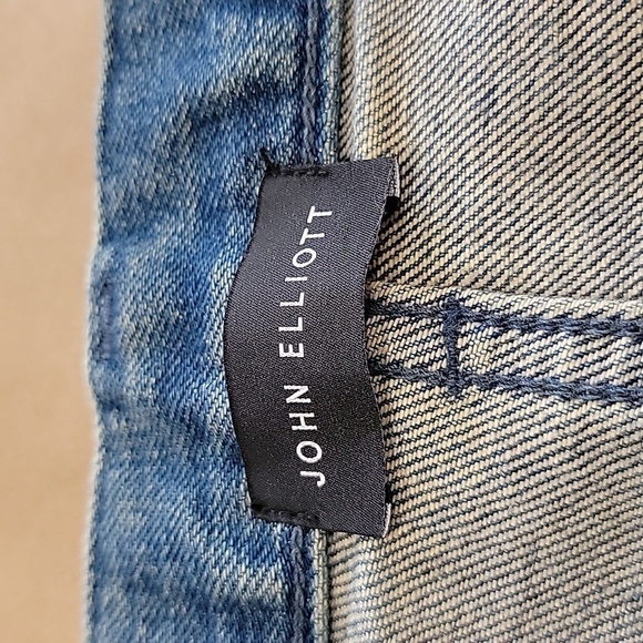 John Elliott Size 30 Distressed / Repaired / Splattered Denim Blue Jeans - Picture 10 of 13